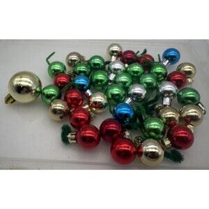 Lot 38 Miniature Shatterproof Christmas Ornaments 1” Multi Color Craft